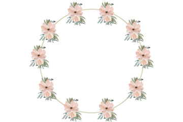 Flowers abstract logo background illustration in pastel color in circle