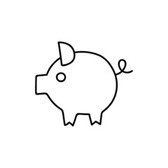 piggy bank icon  in flat black line style, isolated on white background 