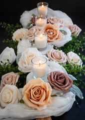 Wedding roses centerpiece table scape