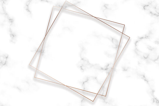 Background illustration of the abstract logo two squares in copper on marble background