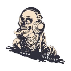 Skull playing dj music