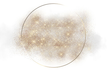 Abstract logo background illustration with gold dust and a gold circle