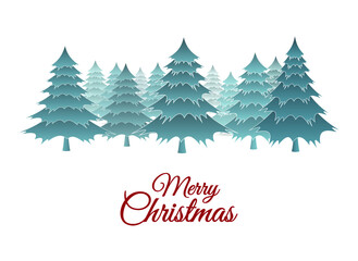 Fototapeta premium Merry Christmas greeting card.Christmas trees on white background