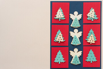 Naklejka na ściany i meble christmas decorative set or embellishments arranged on paper
