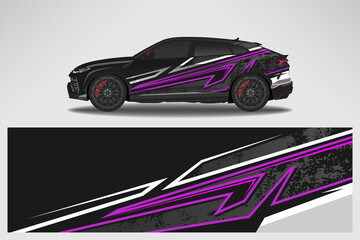 Wrap car vector design decal. Graphic abstract line racing background design for vehicle, race car, rally, adventure livery camouflage.