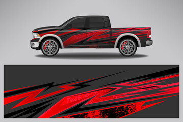Obraz premium Wrap car vector design decal. Graphic abstract line racing background design for vehicle, race car, rally, adventure livery camouflage.