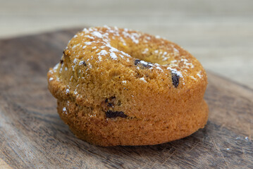 Sweet breakfast duffin round in shape and flavored for a delicious appetite