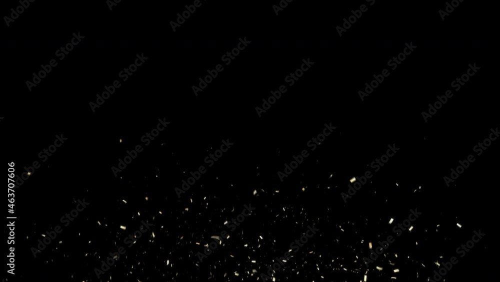 Wall mural confetti explosion. golden falling festive particles. transparency is embedded in video. prores 4444