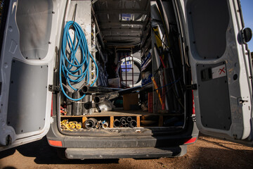 Back of plumbing work van