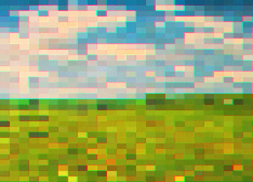 Grass Field And Cloudy Sky Illustration