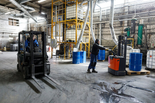 Forklift in workshop