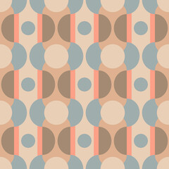 Seamless pastel 60s style pattern. Wrapping paper pattern. Template for fabric. Background for cards. Geometric textile design. Fashionable color combinations. Backdrop. Wallpapers. Tiles. Vector	