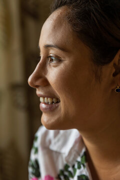 Close up Portrait of Beautiful Hispanic Woman 