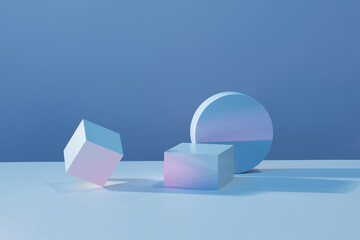 Solid Display Block for Shop Windows on light blue background