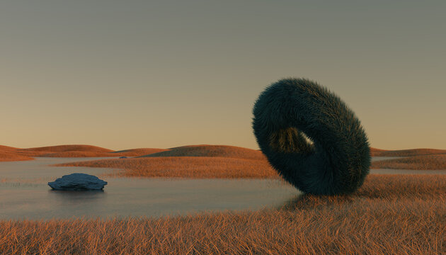 hairy torus posing on hills