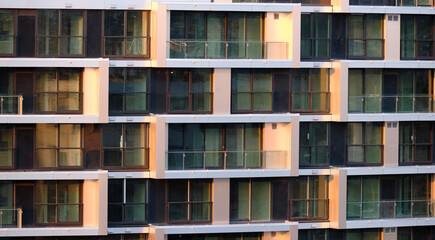 New High-rise Condominium Apartment Buildings in Closeup