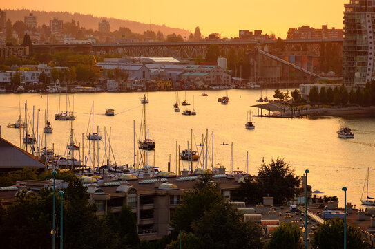 False Creek in Vancouver at Sunset 