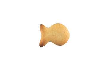 Biscuit in the form of small fish isolated on a white background