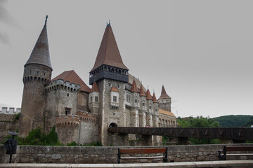 Fototapeta premium ROMANIA , Corvin Castle, Hunyadi Castle or Hunedoara Castle, july 2021 Transylvania, 