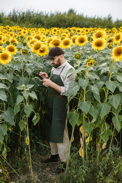 Farmer with a tablet in the field
