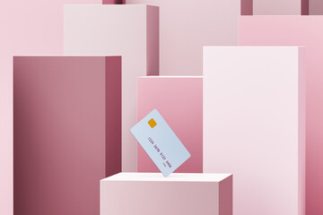 Credit debit card on cubes