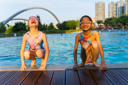 Happy Summer Day In Pool