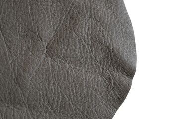 Gray leather pieces isolated on white background. Genuine leather material. piece of genuine...