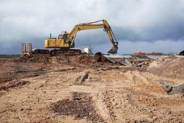 Large excavator on worksite 