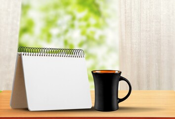 Empty Calendar desk 2021 for organizer to planning and reminder on wooden table