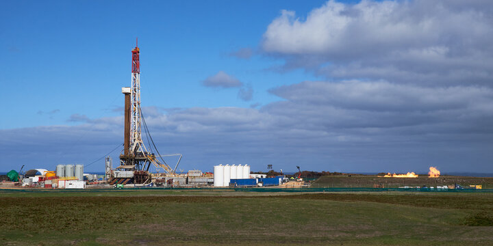 Onshore directional drilling platform in farmland location