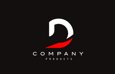 D red alphabet letter logo icon with black colour. Creative design for business and company