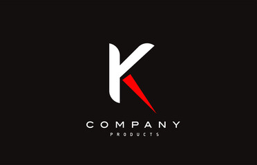 K red alphabet letter logo icon with black colour. Creative design for business and company