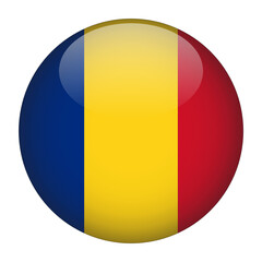 Fototapeta premium Romania 3D Rounded Country Flag button Icon