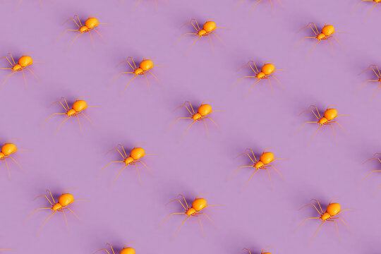 pattern of Orange spiders - Halloween concept