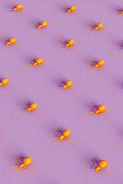 pattern of Orange spiders - Halloween concept