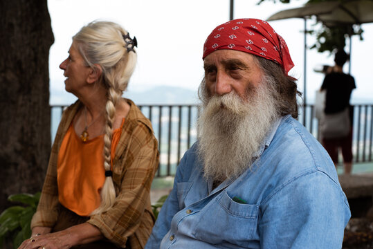 Chatting in the square of the little village