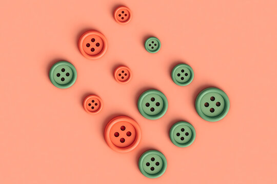 pink and green buttons in different sizes