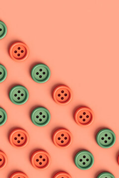 pink and green buttons with copy space on the right 