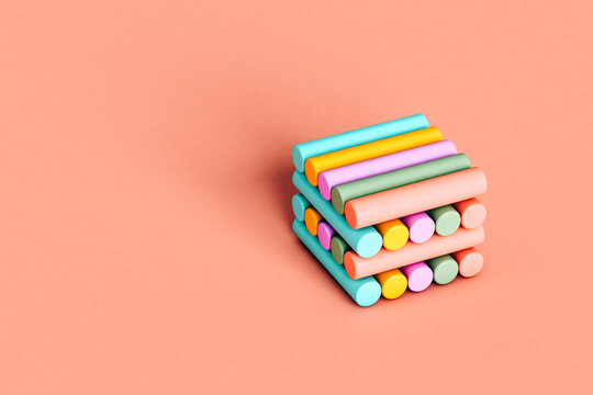 close up of Abstract tubes forming the shape of a cube