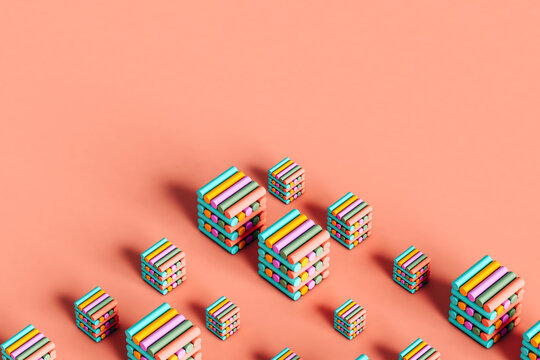Abstract tubes forming the shape of a cube - copy space