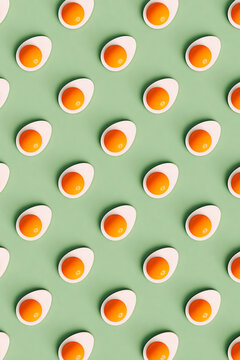 pattern of of boiled eggs cut in half