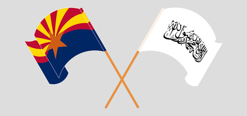 Crossed and waving flags of the State of Arizona and Taliban