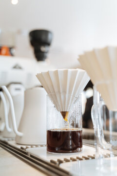 Modern drip coffee station in cafe