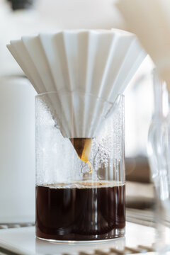 Modern drip coffee station in cafe