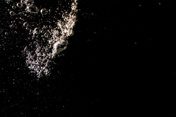 Water bubbles texture on black background