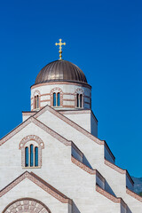 Partial view of Orthodox Christian church, Andricgrad, Visegrad, Bosnia and Herzegovina