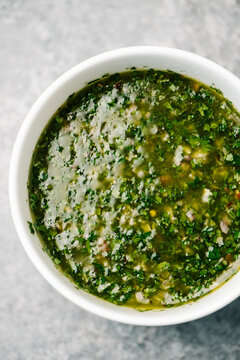 Chimichurri sauce closeup