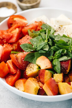 Fresh peach Caprese salad