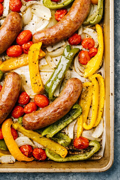 Roasted sheet pan veggies and sausage