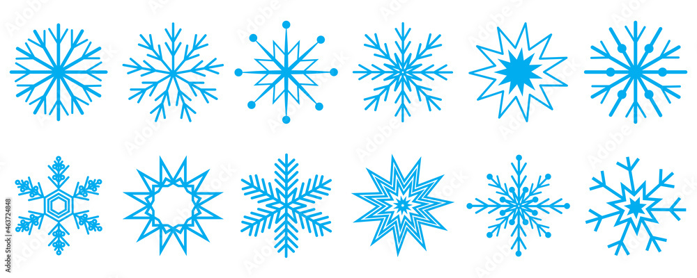 Poster snowflake set. winter season. holiday decor element. nature background. simple pattern. vector illus